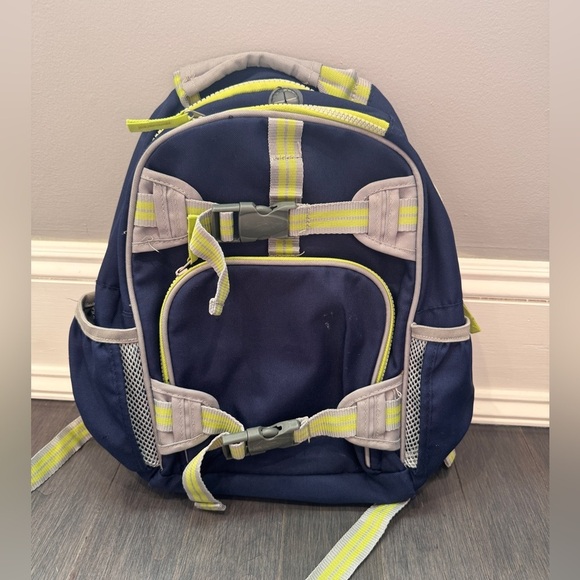 Pottery Barn Kids Other - Pottery Barn Kids Size Small Blue & Gray Backpack Neon Yellow Trim Boys Girls